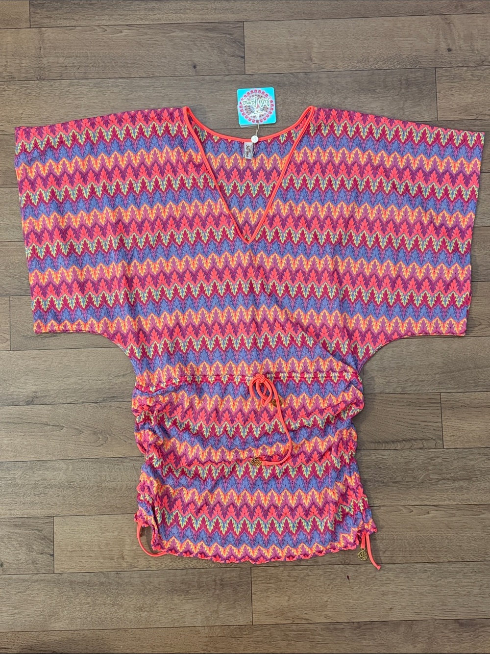 Luli Fama Size Medium Song Of The Sea Cabana V Neck Dress NWT Multicolor Beach M